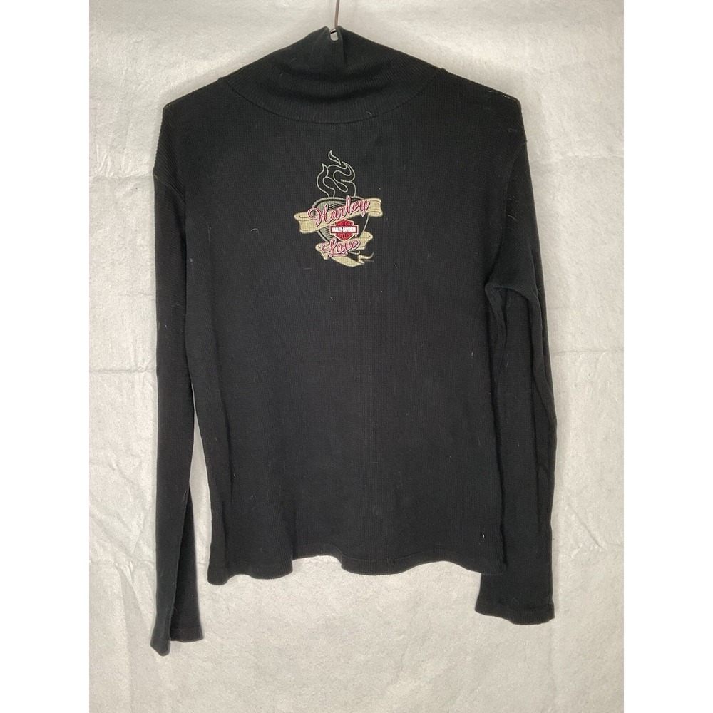Harley-Davidson Orlando Ribbed Turtleneck Long Sleeve Shirt Women's XL Black